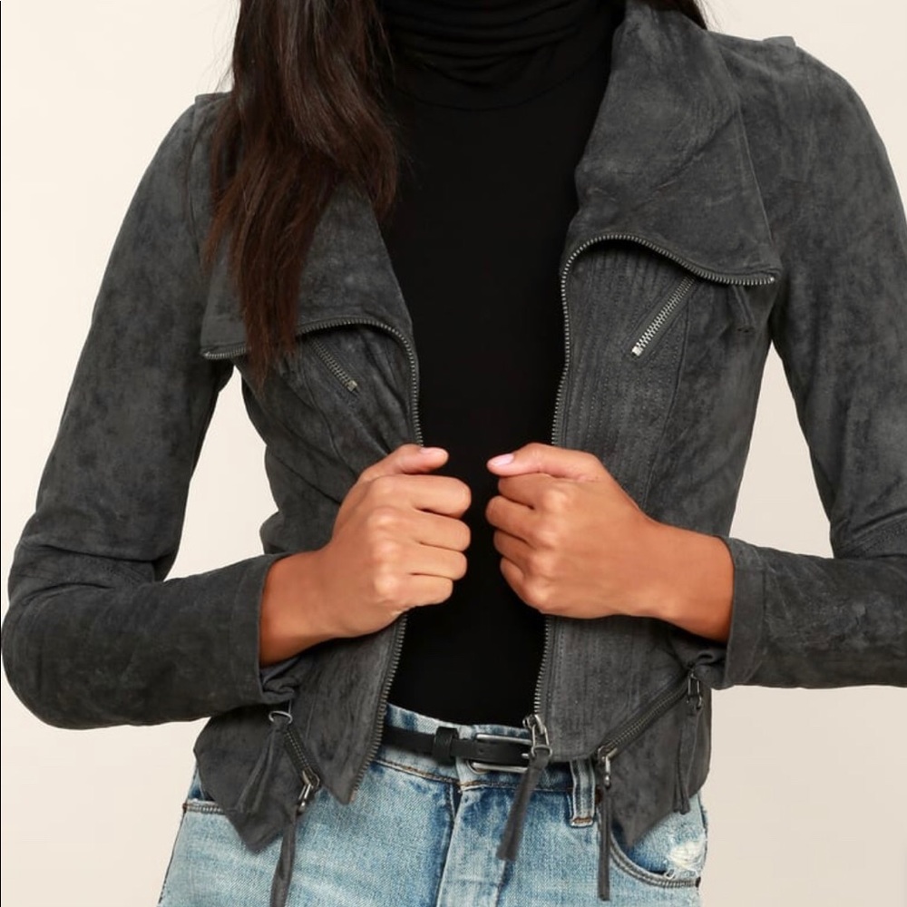 Ready for Anything Charcoal Grey Suede Moto Jacket